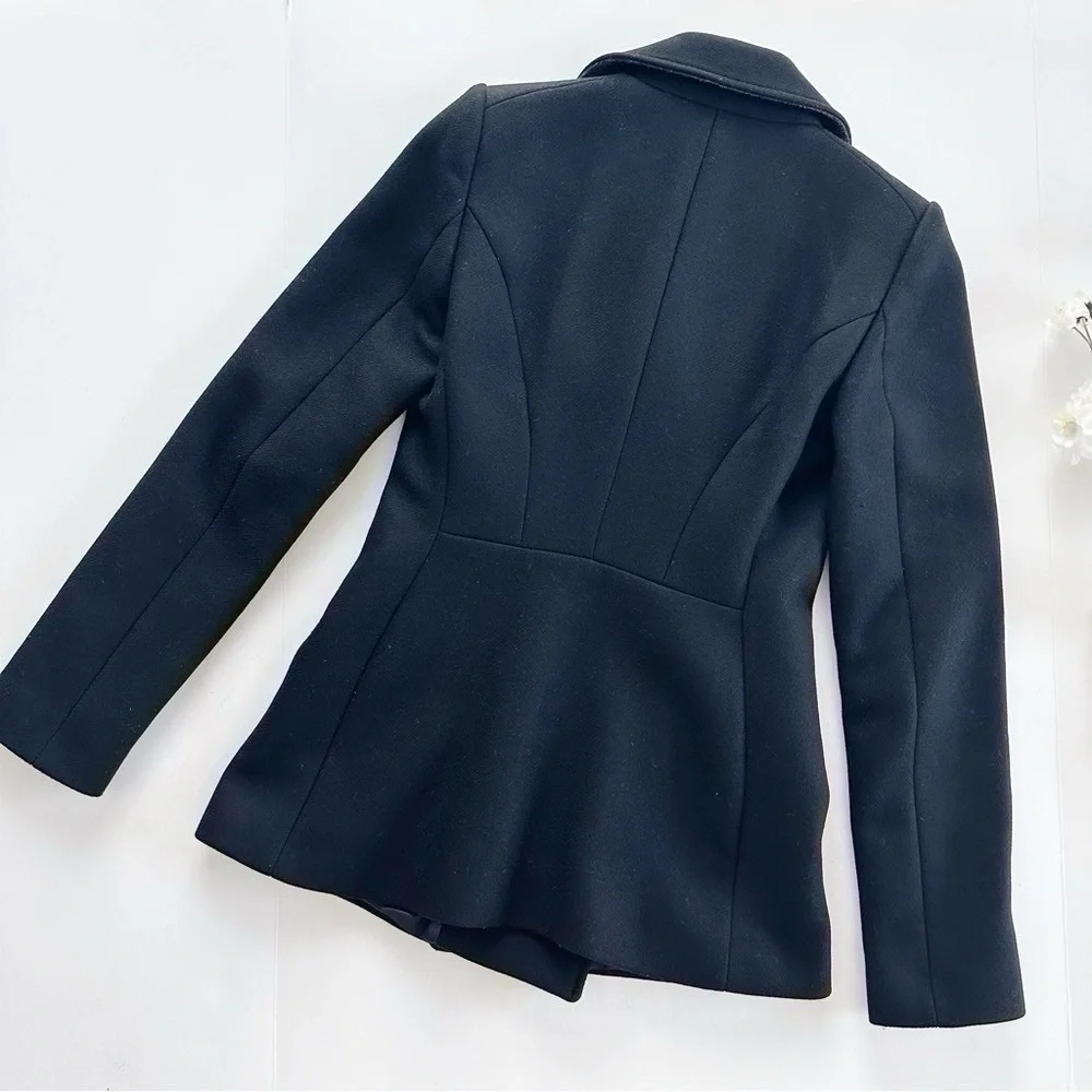 Zara Short Coat With Gold Metallic Buttons Black - Picture 5 of 12